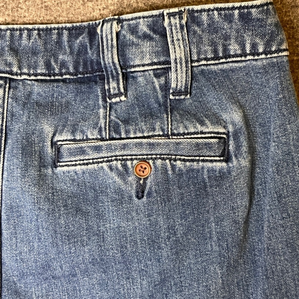 Lands End Pleated Bermuda Shorts Womens 6 Blue Denim High Rise 90s Mom Coastal - Picture 8 of 12
